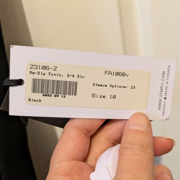 Sympli ReZip Tunic Top Black Size 10 Quarter Zip Neckline New With Tags - Picture 4 of 14